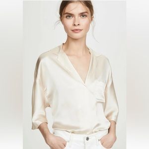 Vince Silk Satin Blouse, Ivory / Cream, size XS